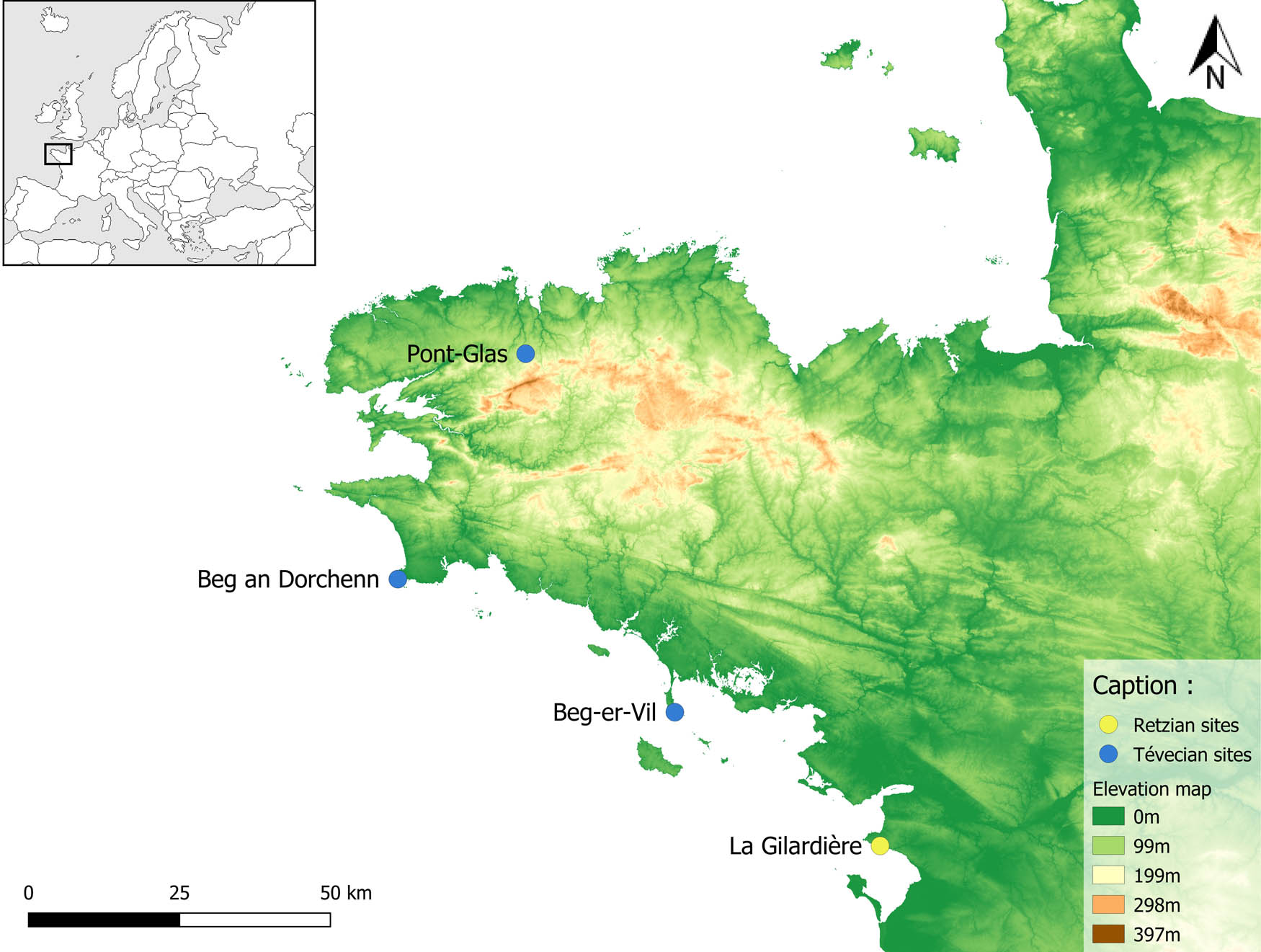 Figure 1
Location of the selected archaeological sites for the study (CAD: L. Hauguel-Bleuven).