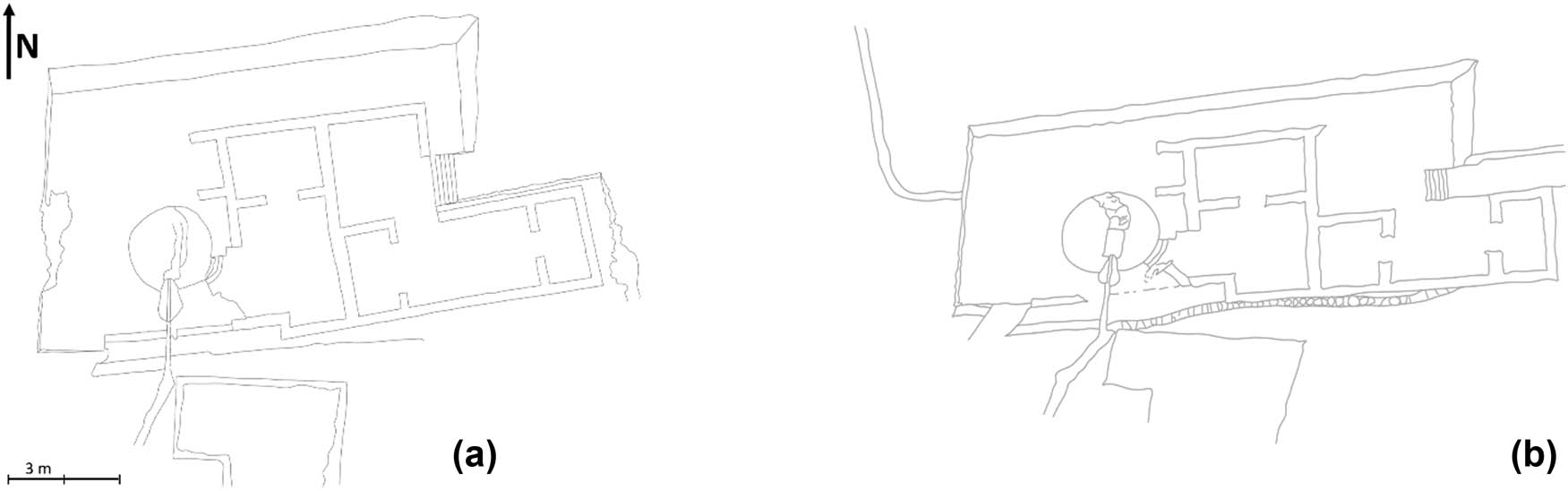 Figure 8
(a) Plan of the Reservoir 4 complex based on the 3D model and (b) Plan of the Reservoir 4 complex elaborated with traditional methods (García García, 2007, p. 156).