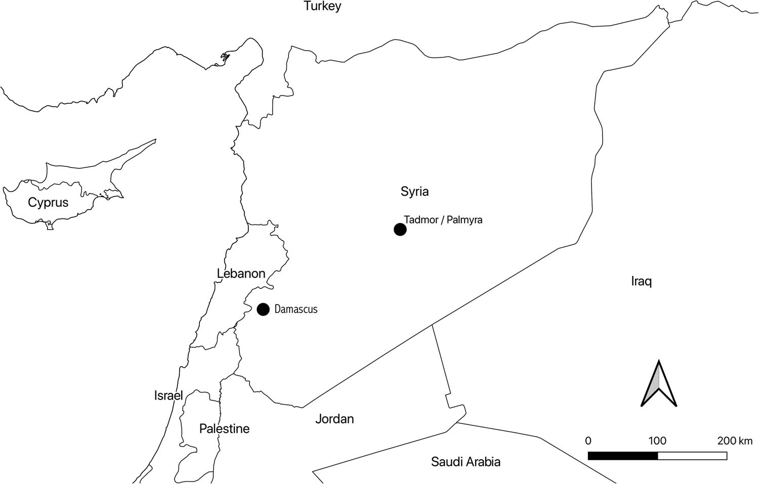Figure 1
Location of Palmyra. Eivind Heldaas Seland. Made with Natural Earth.