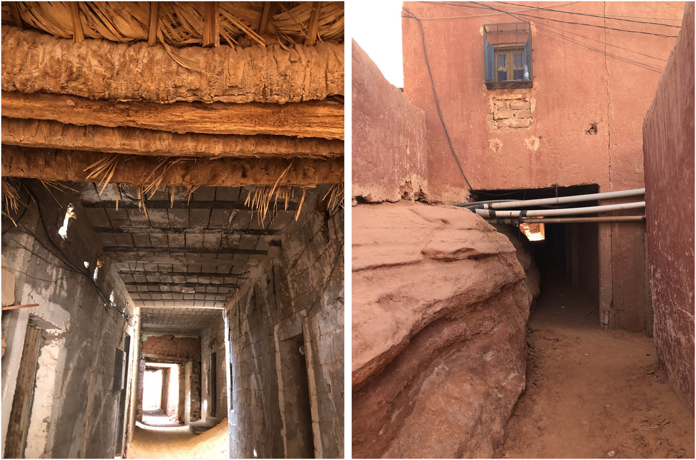 Figure 7 
                  Transformation of the architectural heritage in the Ksar of Timimoun, demonstrating the impact of industrial construction methods on traditional earthen urban fabric.
               