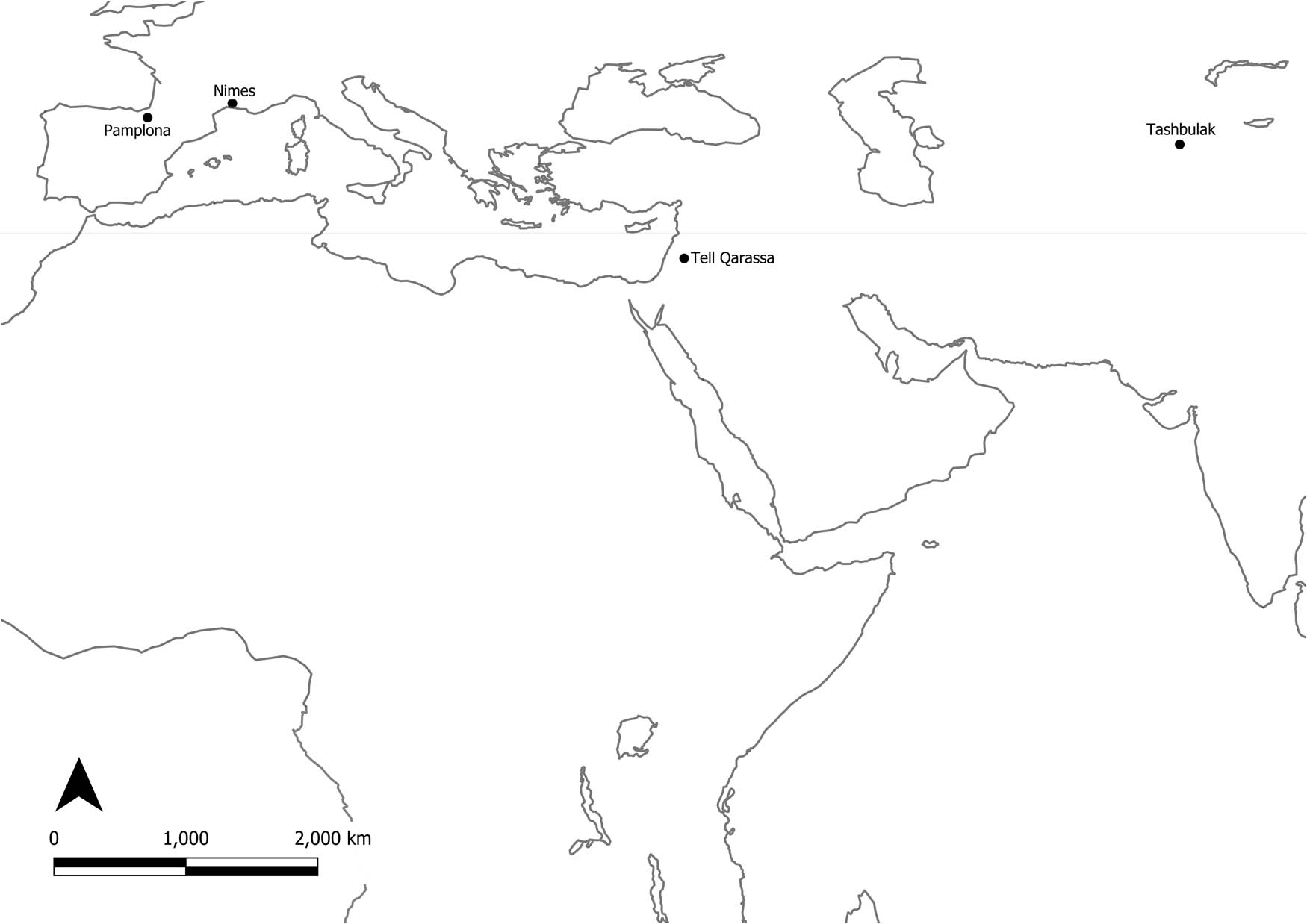 Figure 14
Spatial distribution of Muslim burials dated to 650/680 to 770 AD.