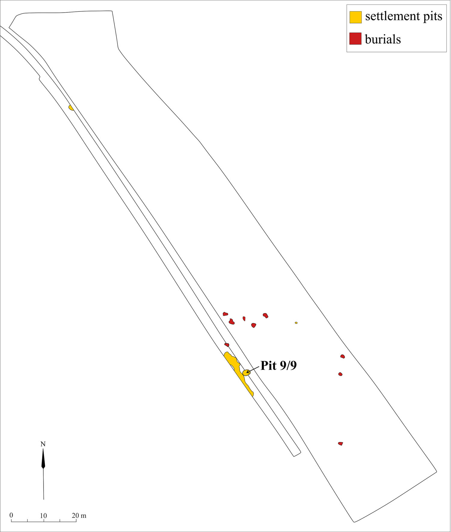 Figure 3
Map of the excavation in Tiszagyenda-Vágott-halom highlighting the pit where the atypical vessel was found.