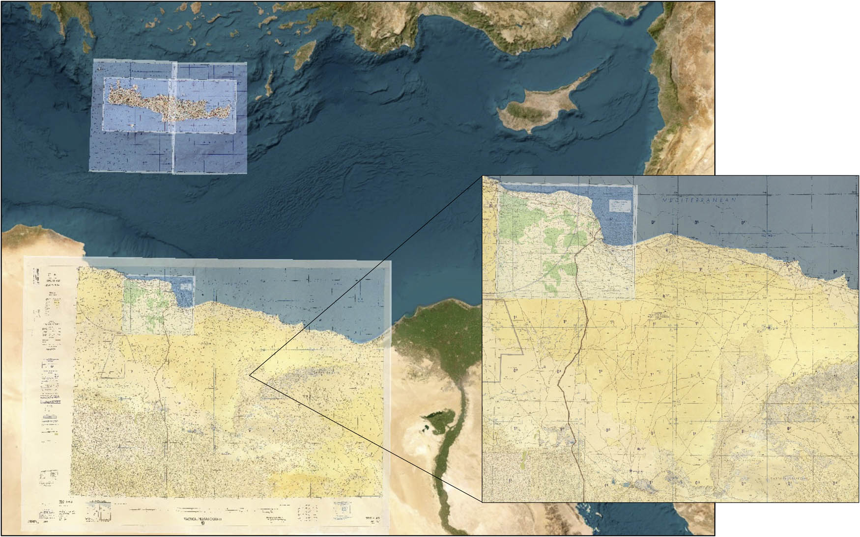 Figure 2
Georeferenced historical topographic maps of Crete (Greece) and Marmarica (northeastern Libya/northwestern Egypt) (Basemap: © ESRI).