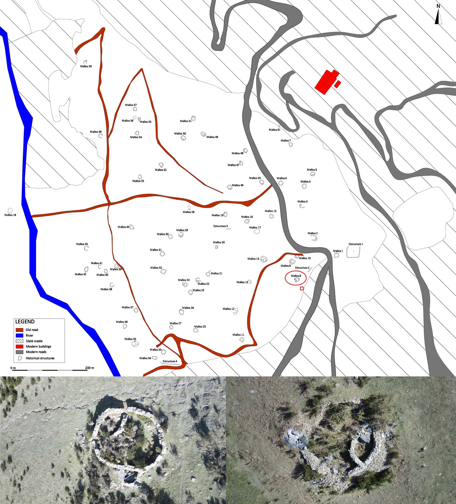 Figure 2
Plan of Mallos. Below: two examples of pens.