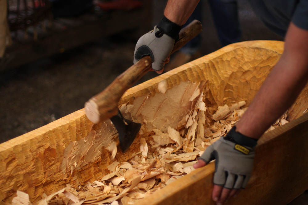 Figure 1 
                  Mark Griffiths hard at work on the Pallasboy Vessel (Credit: Brian Mac Domhnaill, PP).
               