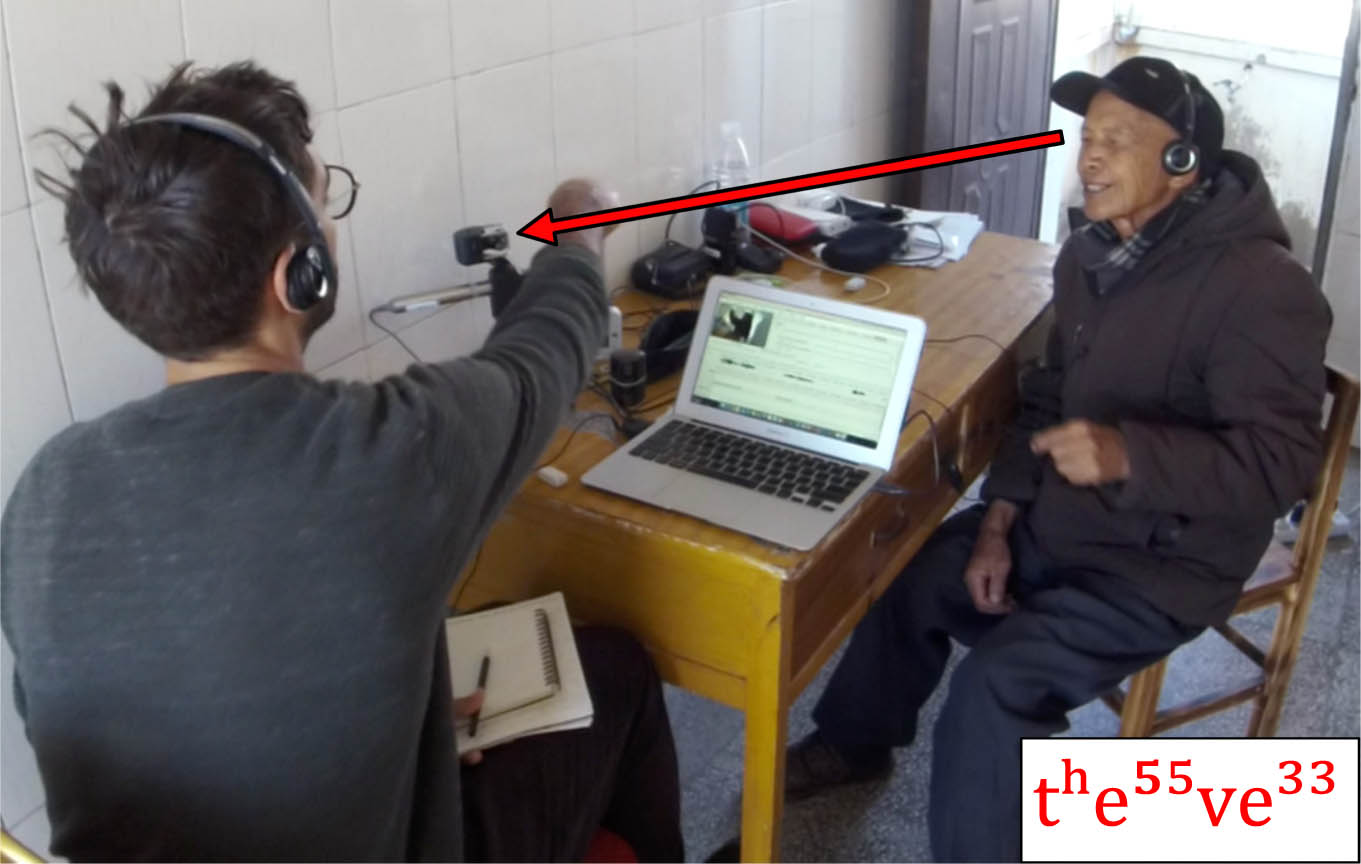 Figure 7 
               Addressee’s hand approaches the small lens prompting BLW to switch to addressee deixis.
            