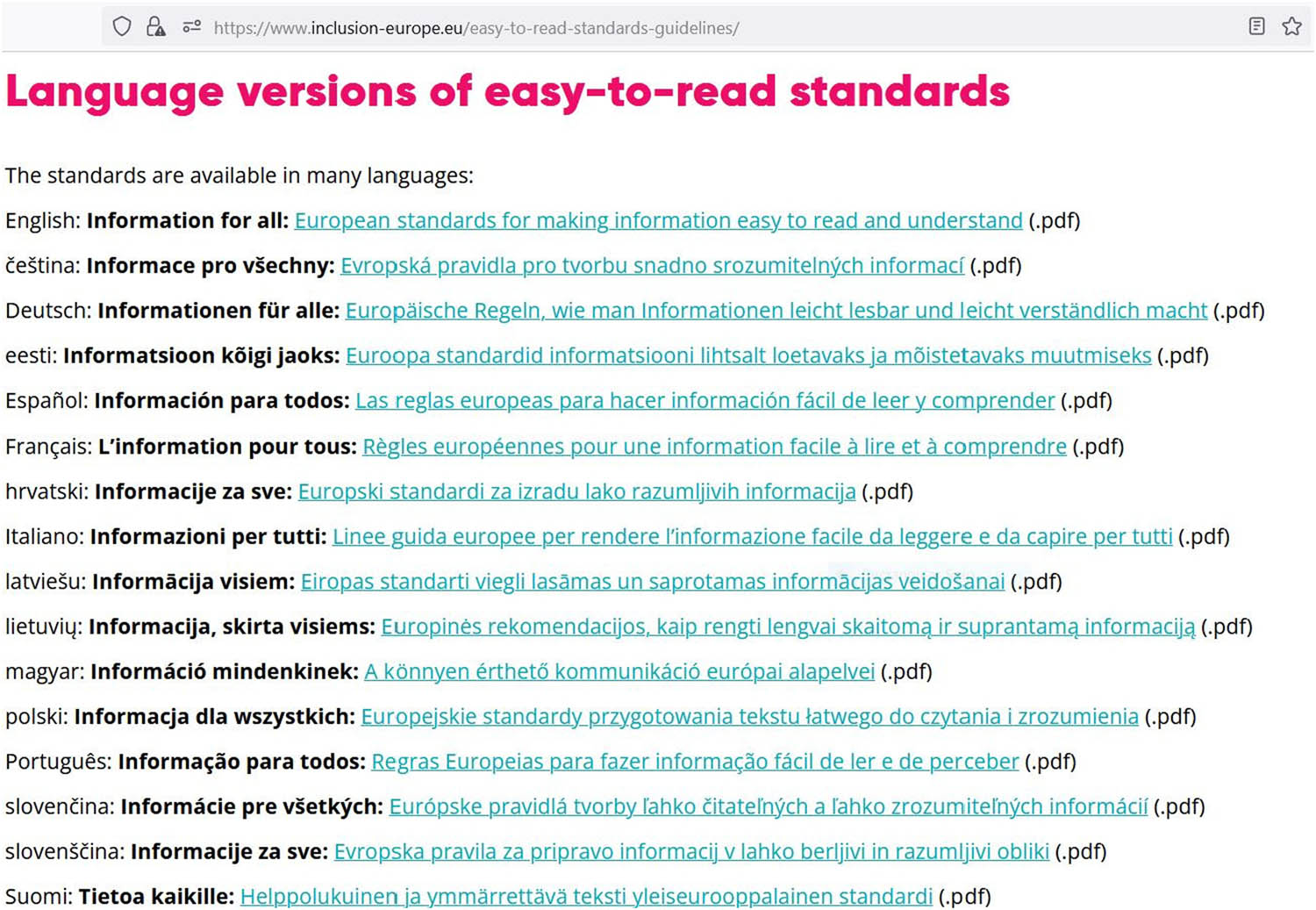 Figure 6
European guidelines for making information easy to read and understand, available in several languages.