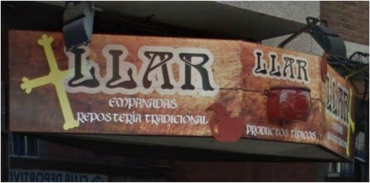 Figure 6 
               Asturian–Spanish translanguaging sign with Asturian semiotic symbols.
            