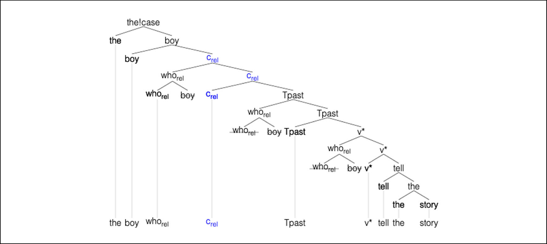 Figure 3
DP structure for the boy who told the story.