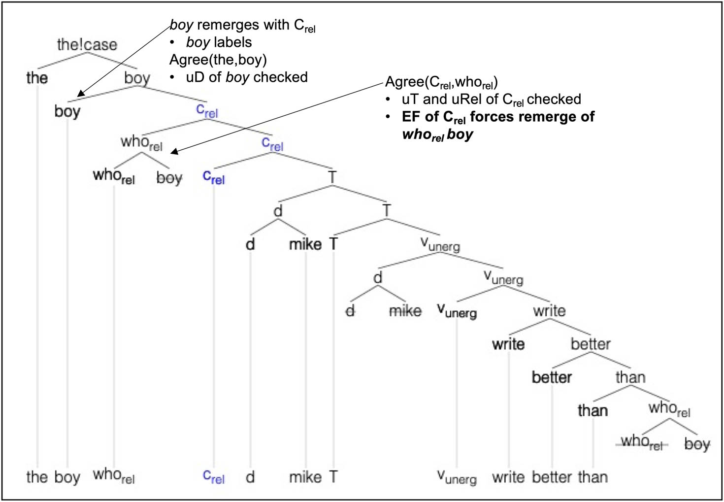 Figure 22
Derivation of the boy who Mike writes better than.