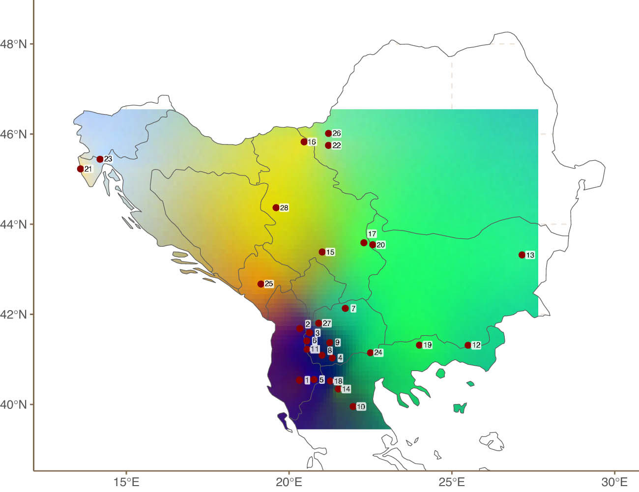 Figure A2 
                     Hierarchical clustering based on conditional effects for the Balkans.
                  