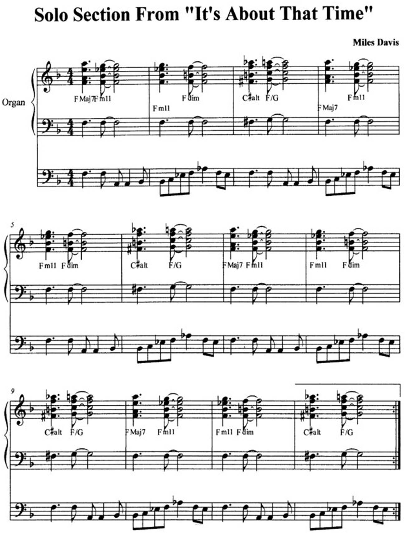 Figure 3
Solo Section from Miles Davis, “It’s About That Time.” Transcription by Martin E. Rosenberg In: “Jazz and Emergence, Part One,” p. 243.