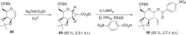 Scheme 24 Cyclopropane opening by Mitsunobu-type homoallylic rearrangement [53].