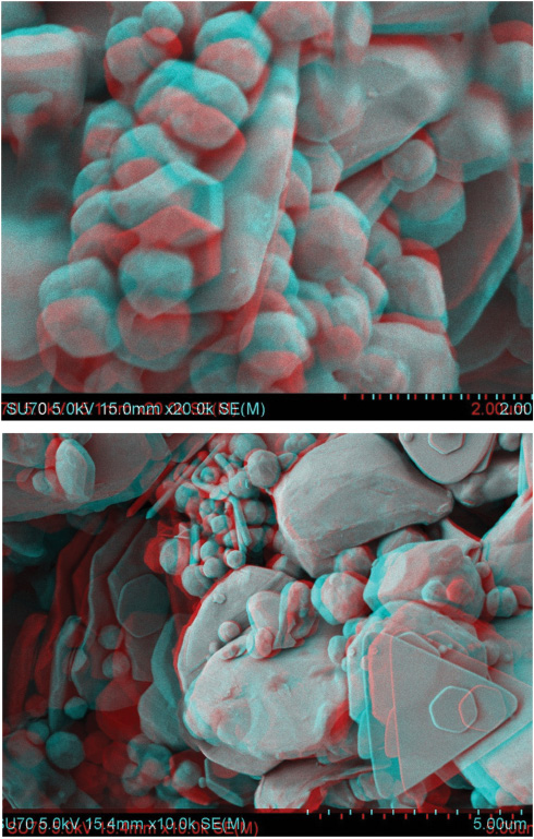 Fig. 3
Stereoscopic SEM images of Au particles.