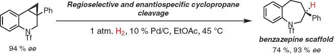Scheme 9 Access to benzazepines via enantiospecific cyclopropane reduction.