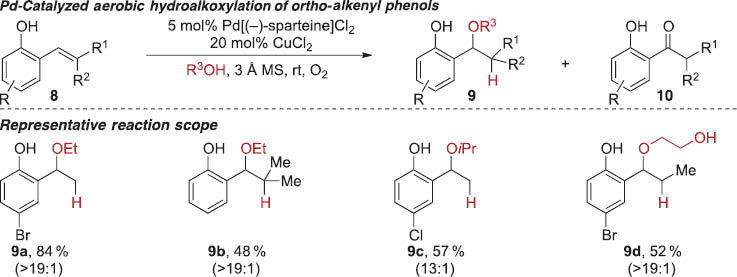 Scheme 4 Pd-catalyzed hydroalkoxylation of ortho-alkenyl phenols.