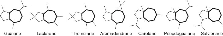 Fig. 1 Selected sesquiterpenoid families with five to seven fused bicyclic skeletons.