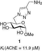 Fig. 1: 
					Triazole 6′-isonucleoside possessing inhibitory efficacy towards AChE [25].
				