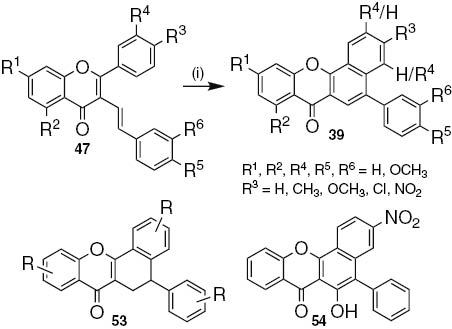 Scheme 9: Reagents and conditions: (i) 1,2,4-TCB, I2 (cat.), hυ (high pressure mercury lamp), 3–7 days.