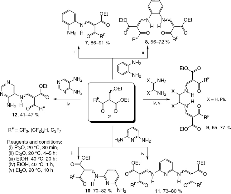 Scheme 3:
Reactions with (het)aryl and aliphatic diamines.