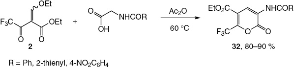 Scheme 11:
Synthesis of trifluoroalkylated 2H-pyran-2-ones.