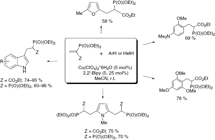 Scheme 26: 
          Lewis acid catalyzed addition to vinyl phosphonates.
        
