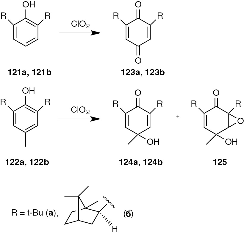 Scheme 26: 
            Reaction of chlorine dioxide with sterically hindered phenols.
          