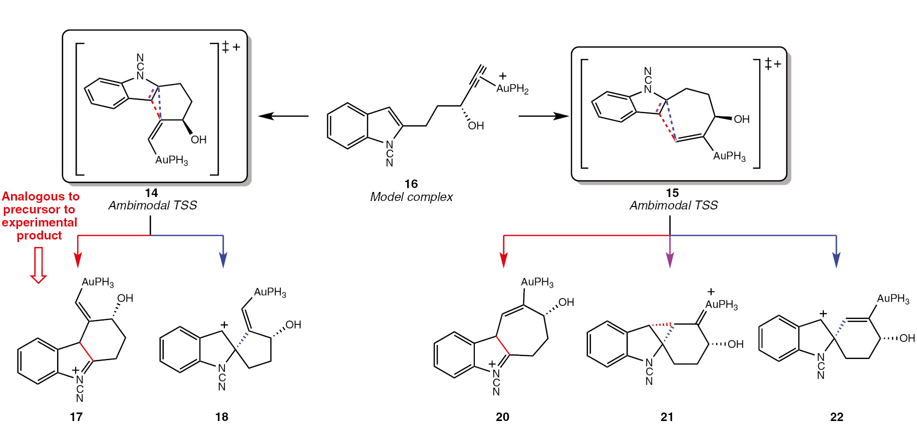 Fig. 11: Au(I)-catalyzed transformation containing a PTSB analyzed by Noey et al. [66].See legend from Fig. 2.