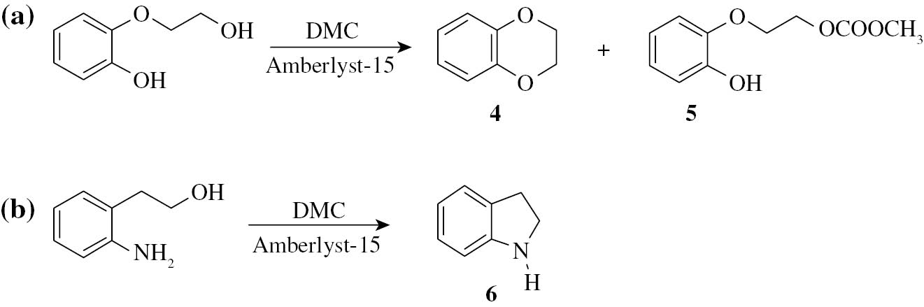 Scheme 6: 
						Attempted cyclization of 2-(2-hydroxyethoxy)phenol, 2-(2-aminophenyl)-ethanol and 1,2-phenylenedimethanol.
					