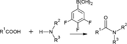 Scheme 26: 
            Phenylboronic acid-catalyzed amide condensation [186].
          