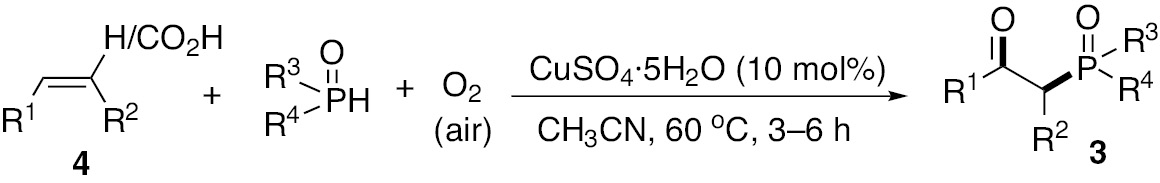 Scheme 4: 
          Reaction of α,β-alkenyl carboxylic acids (or alkenes) and H-phosphonates.
        