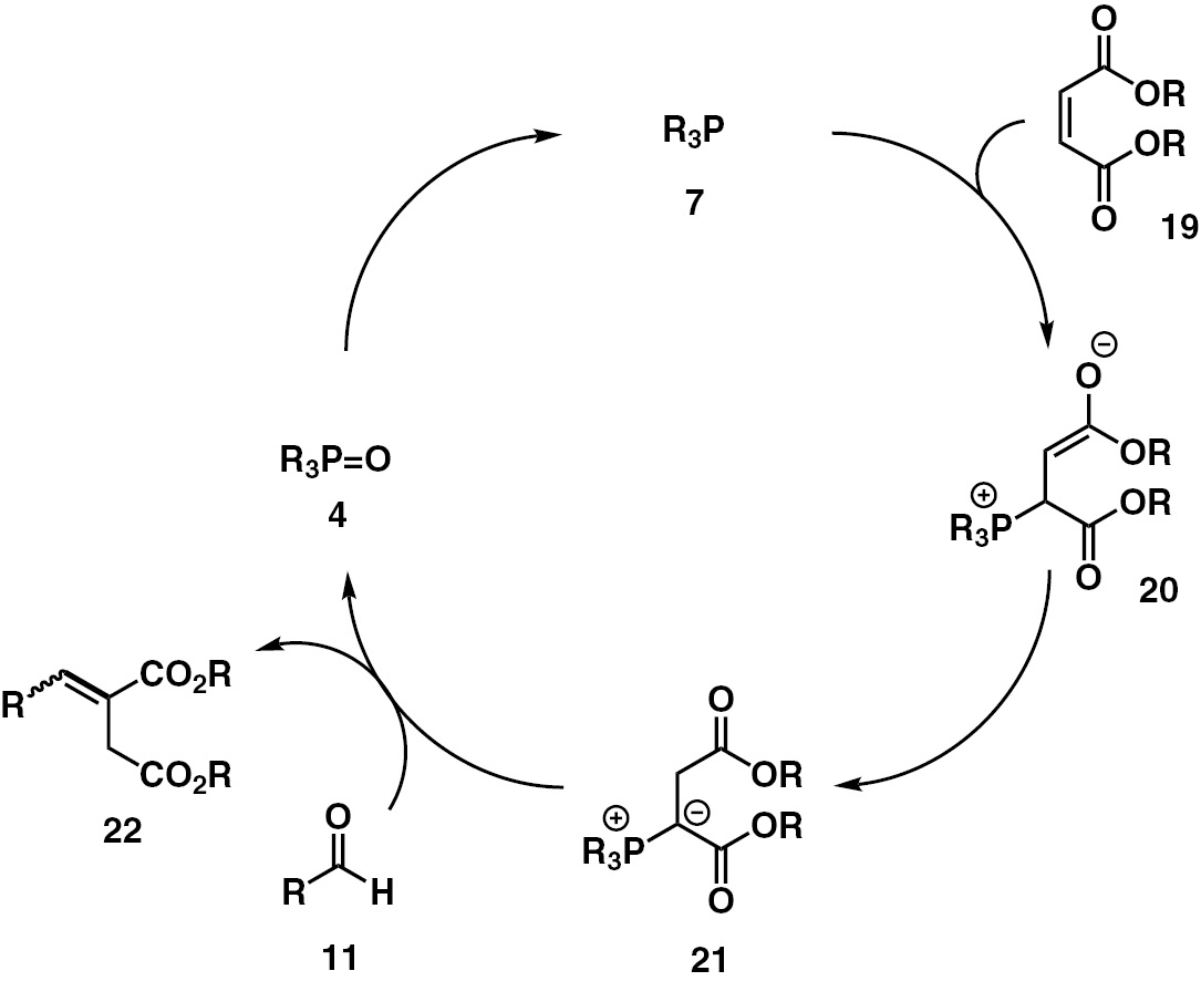 Scheme 8: 
            Proposed mechanism for the base-free catalytic Wittig reaction.
          