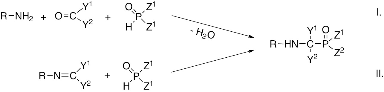 Scheme 1:
Procedures for the synthesis of α-aminophoshonates.