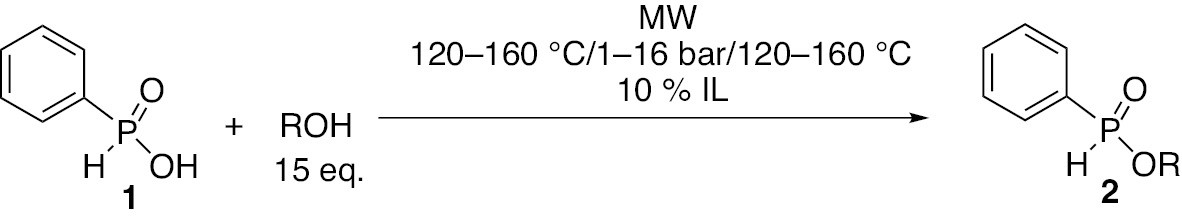 Scheme 2:
Direct esterification of phenyl-H-phosphinic acid (1).