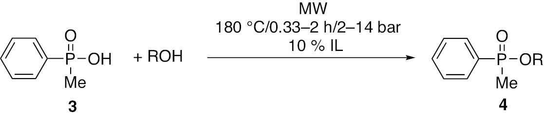 Scheme 3:
Direct esterification of methyl-phenylphosphinic acid (3).