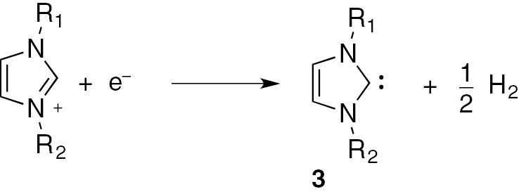 Scheme 3: Electrochemical generation of NHC 3.