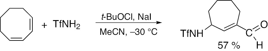Scheme 63: Ring contraction in the reaction of triflamide with cycloocta-1,3-diene.
