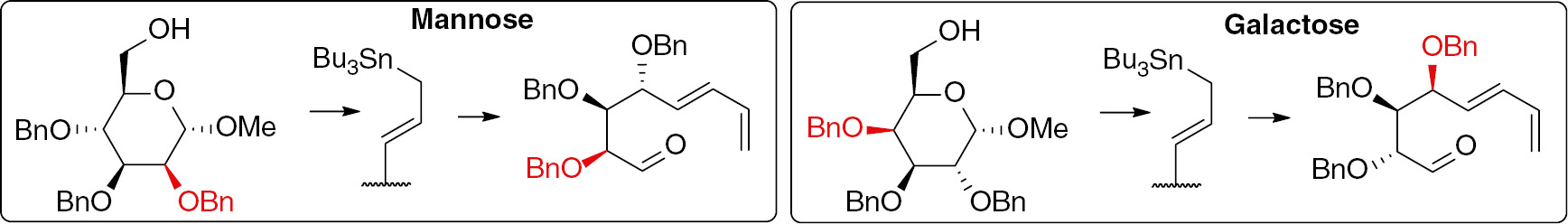 Fig. 4: Dienoaldehydes prepared from d-mannose and d-galactose.