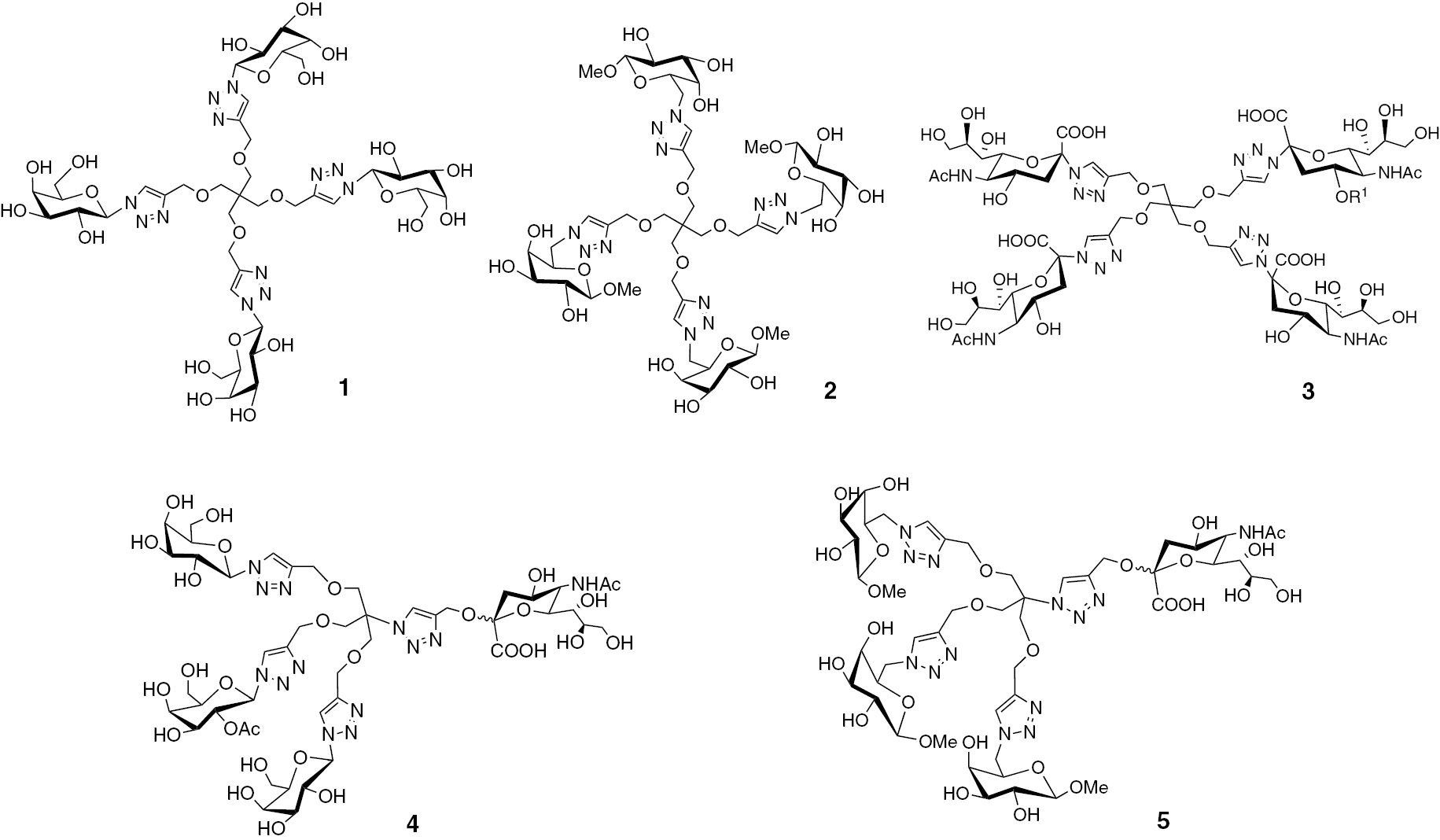 Fig. 1: Designed 1,2,3-triazole-based glycoclusters with potential activities against T. cruzi.