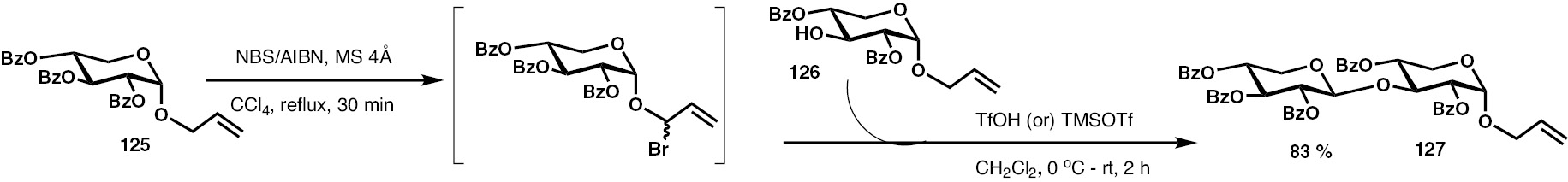 Scheme 27: Synthesis of (1–3)-linked xylobioside 127.