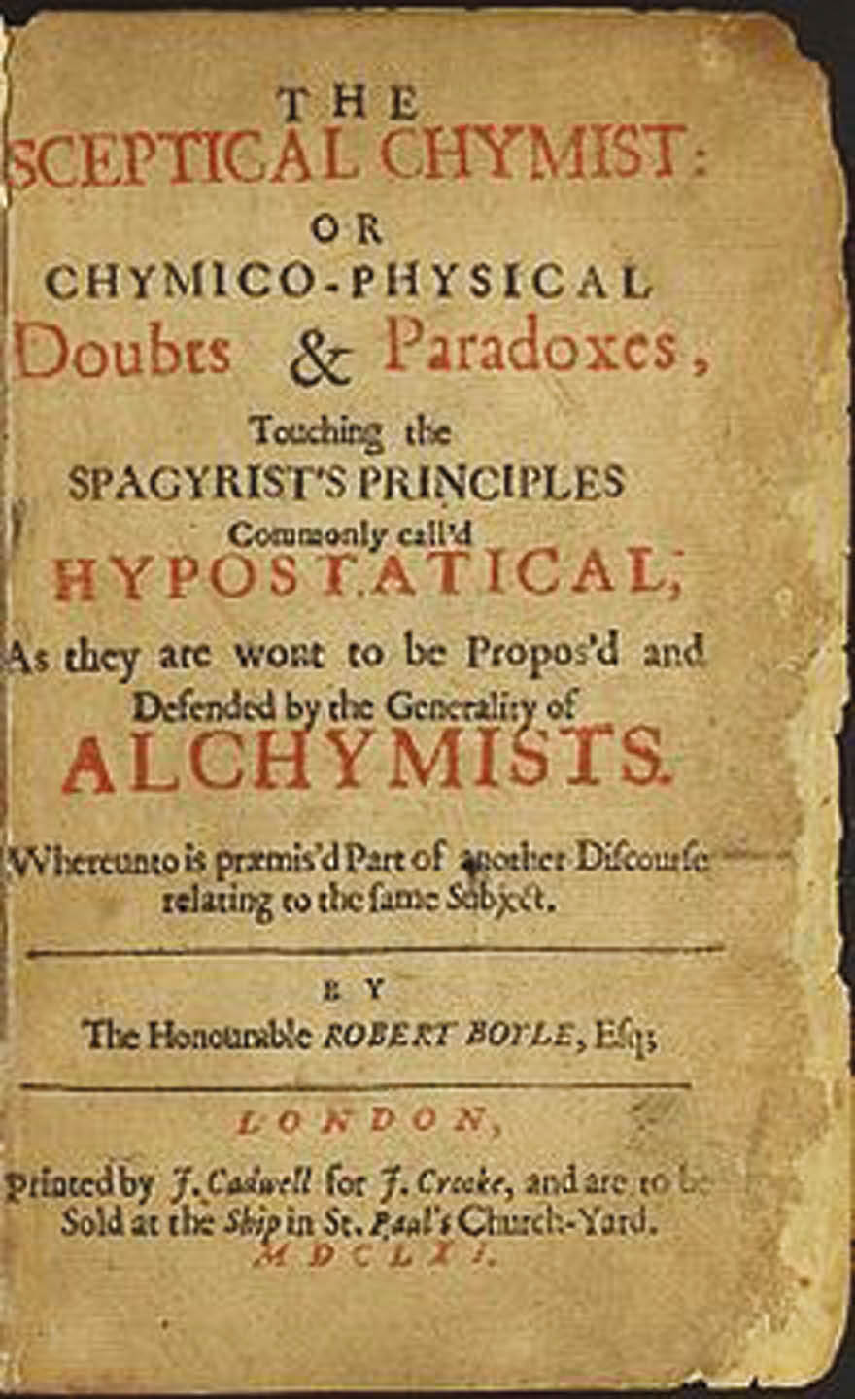 Fig. 2: 
        Title page of “The Sceptical Chymist” by R. Boyle.
      