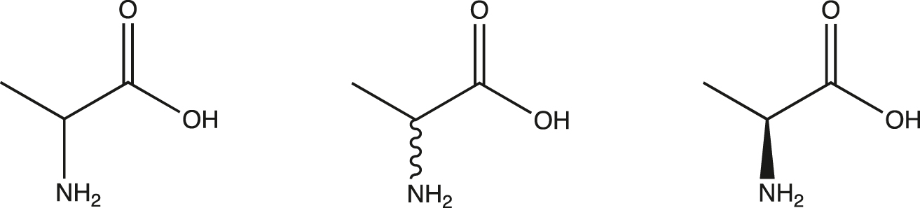 Fig. 2:
Sketch of straight bond, wiggly bond, wedge/hash bond.