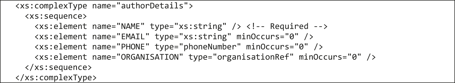 Fig. 7:
Example grouping of XML elements into a sequence.
