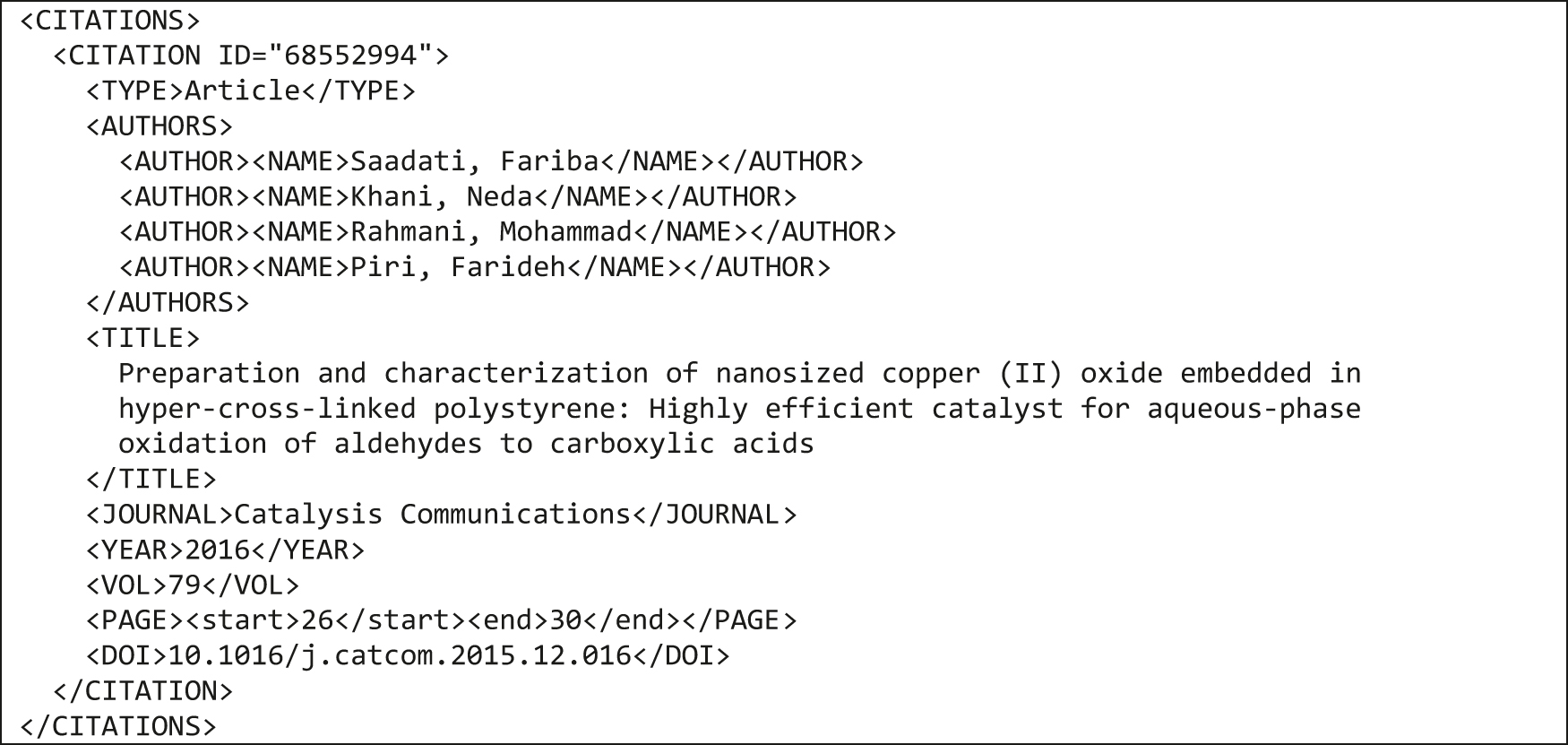 Fig. 10:
Example of a CITATIONS block containing a single literature reference.