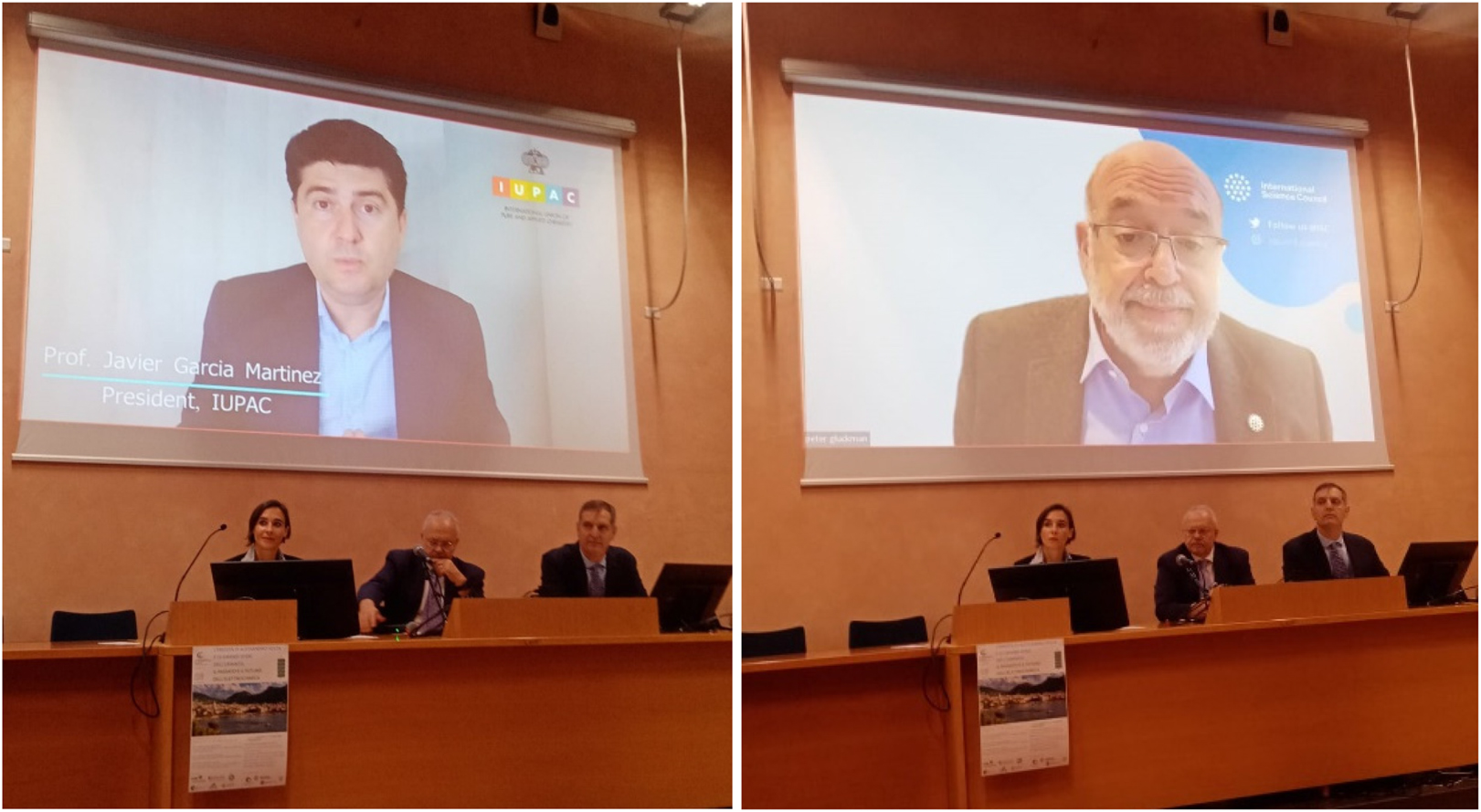 Fig. 3: 
Video messages of the IUPAC president, J. Garcia Martinez and of the ISC President, P. Gluckman.