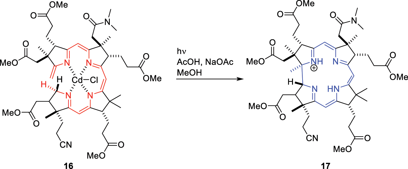 Fig. 15: 
The antarafacial 1,16 hydrogen shift en route to vitamin B12 total synthesis.

