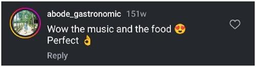 Figure 26: 
A screenshot of a comment under the Instagram post “DASKATHIA DAHIBARA…” on the account “food_columnist_”.
