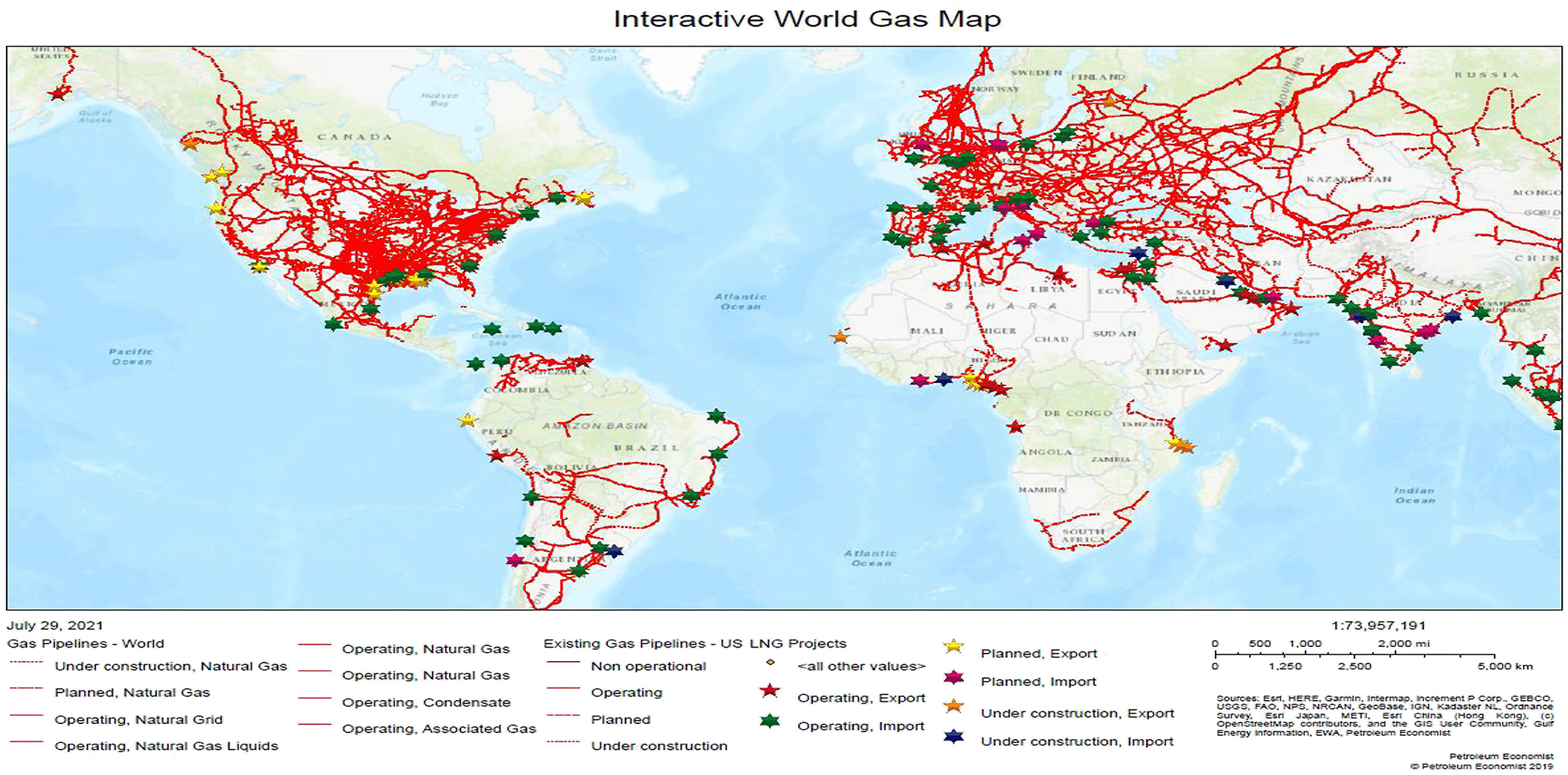 Graph 1:
Interactive World Gas Map. Extract from the Interactive World Gas Map © Petroleum Economist.