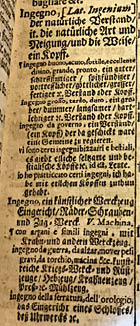 Fig. 1: “Ingegno” [intellect/wit/talent/tool] in Kramer (1676b: 931)