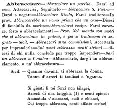 Fig. 3: “Abbracciare” [to hug] in Percolla (21889, 14–15)